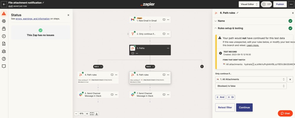 редактор автоматизации Zapier